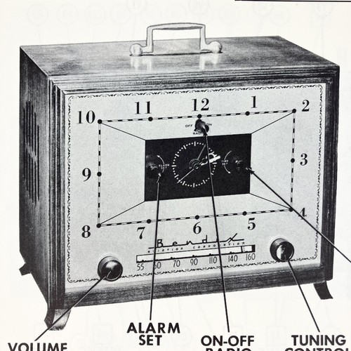 1953 bendix clock radio 753f - radio,